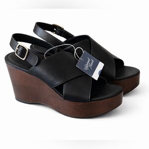 Universal Thread Naomi Wood Wedge Heels Black Crisscross Women’s 7 NEW With Tags